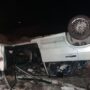 В районе поворота на Николевку «четырнадцатая» опрокинулась в кювет