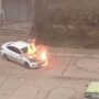 Утром в Балаково сгорел автомобиль такси