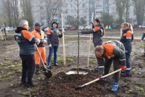 В балаковском парке высадили полсотни молодых деревьев