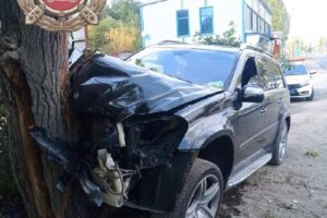 Иномарка врезалась в дерево на шоссе в Балаково