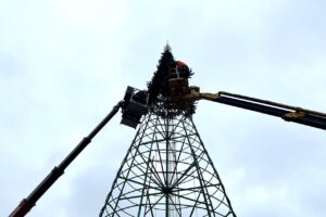 В парке Балаково вырос каркас будущей новогодней елки