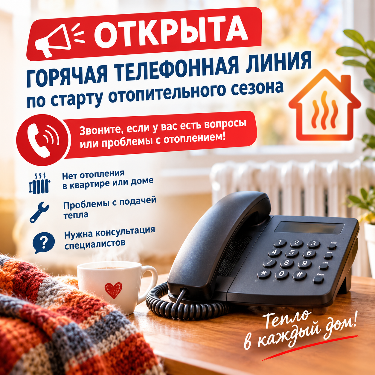 Заработала круглосуточная горячая линия по отоплению